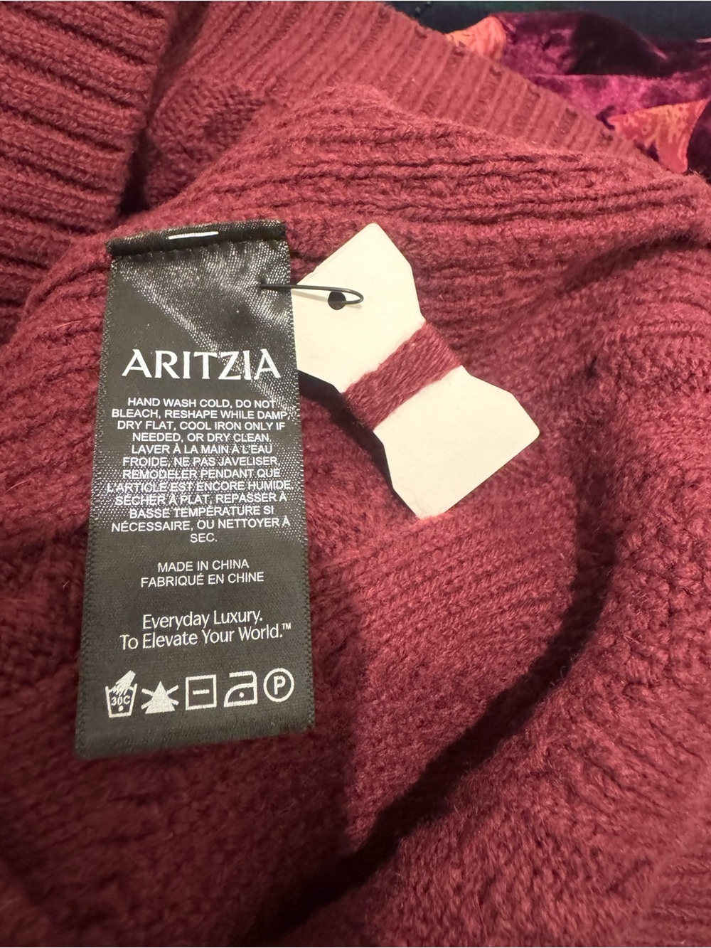 Aritzia-Sunday Best Burgundy Cable-Knit Half-Zip Turtleneck Sweater - Picture 5 of 5